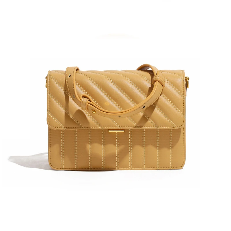 

Модные стеганые сумки на плечо для женщин, новинка 2024, дизайнерская брендовая сумка через плечо из натуральной кожи, Желтые Повседневные женские сумки
