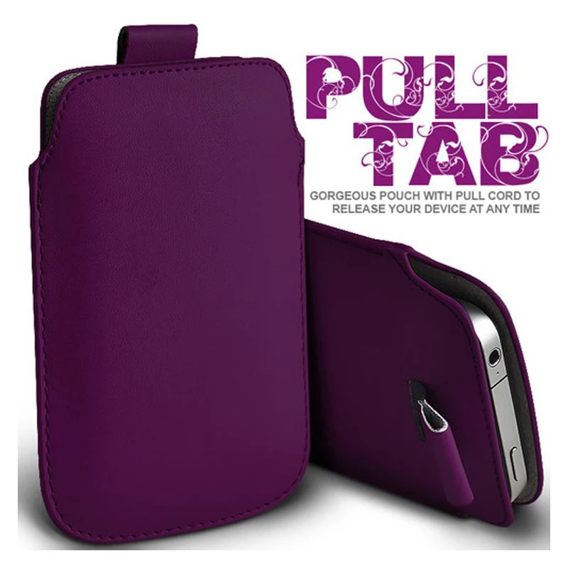 Universal Leather Phone Case with Pull & Push Tab – Sleek and Stylish Pouch Cover