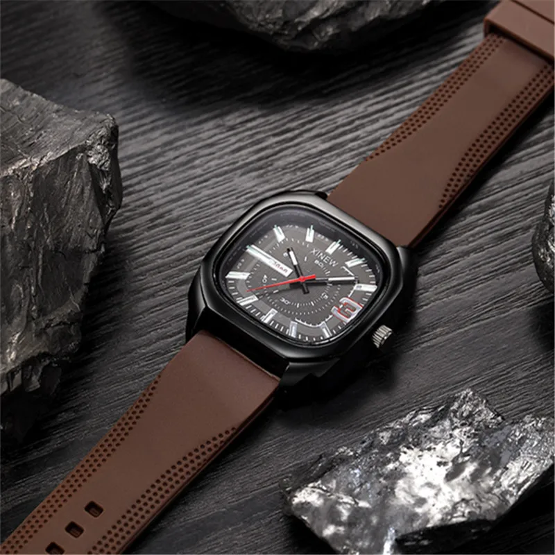 Boys Original XINEW Brand Cheap Watches Black Men Students Fashion Casual Silicone Band Sports Simple Quartz Watch Montre Homme