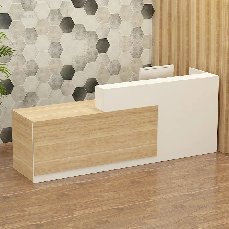 Modern Front Desks Office Wood Furniture Tables Cashier Reception Desk Practical Beauty Salon Information Counter Office Table