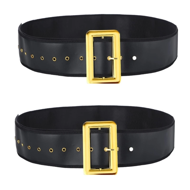 Christmas Santa Belt for Adults Adjustable Black Belts Men Women Santa Belt for Christmas Cosplay Costume Accessory
