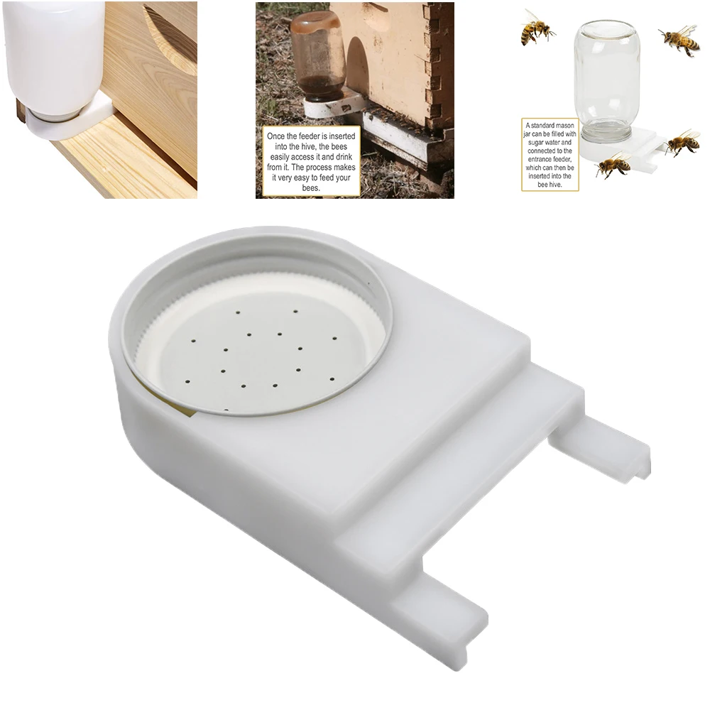 1PCS Honey Hive Entrance In Jar Lid Bee Feeder Top Dispenser External Suger Syrup Watering Waterer Beekeeping Tools Supplies