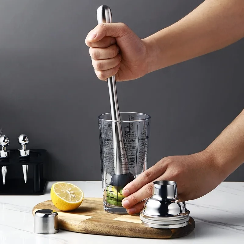 Stainless Steel Cocktail Muddler Wine Mixing Stick Bar Cocktail Shaker Mojito Mint Muddler Ice Crusher Hammer Bartenders Barware