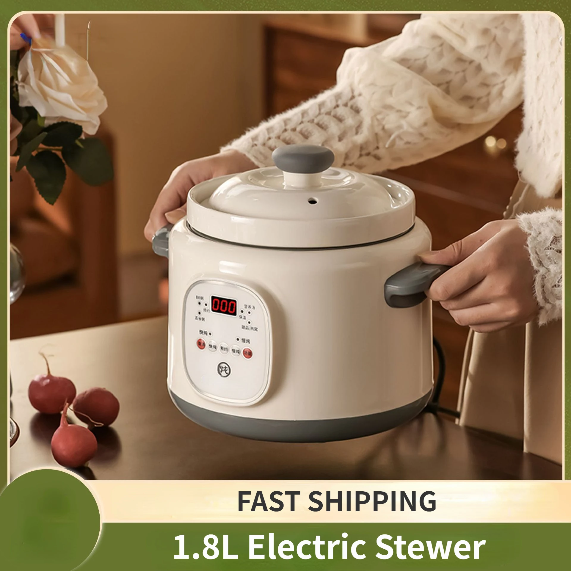 Máquina de Cozinha Cerâmica Multi Fogão Automático Stewer Elétrico Lento Stewing Pot Doméstico 220v 1800ml