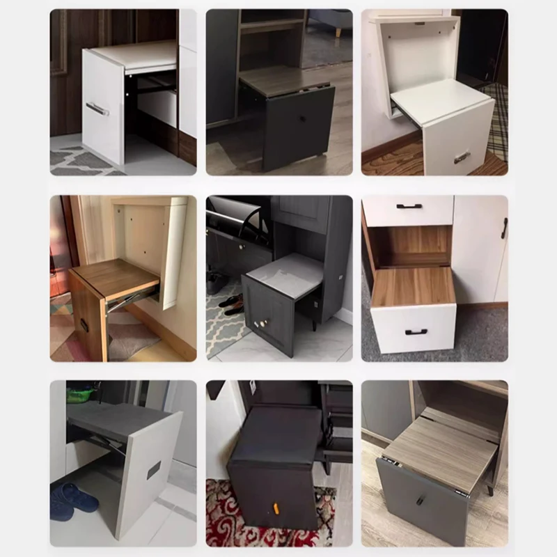 Folding Shoe-changing Stool Buffer Wall-mounted Invisible Stool Wall-mounted Entry Door Ultra-narrow Hardware Entrance