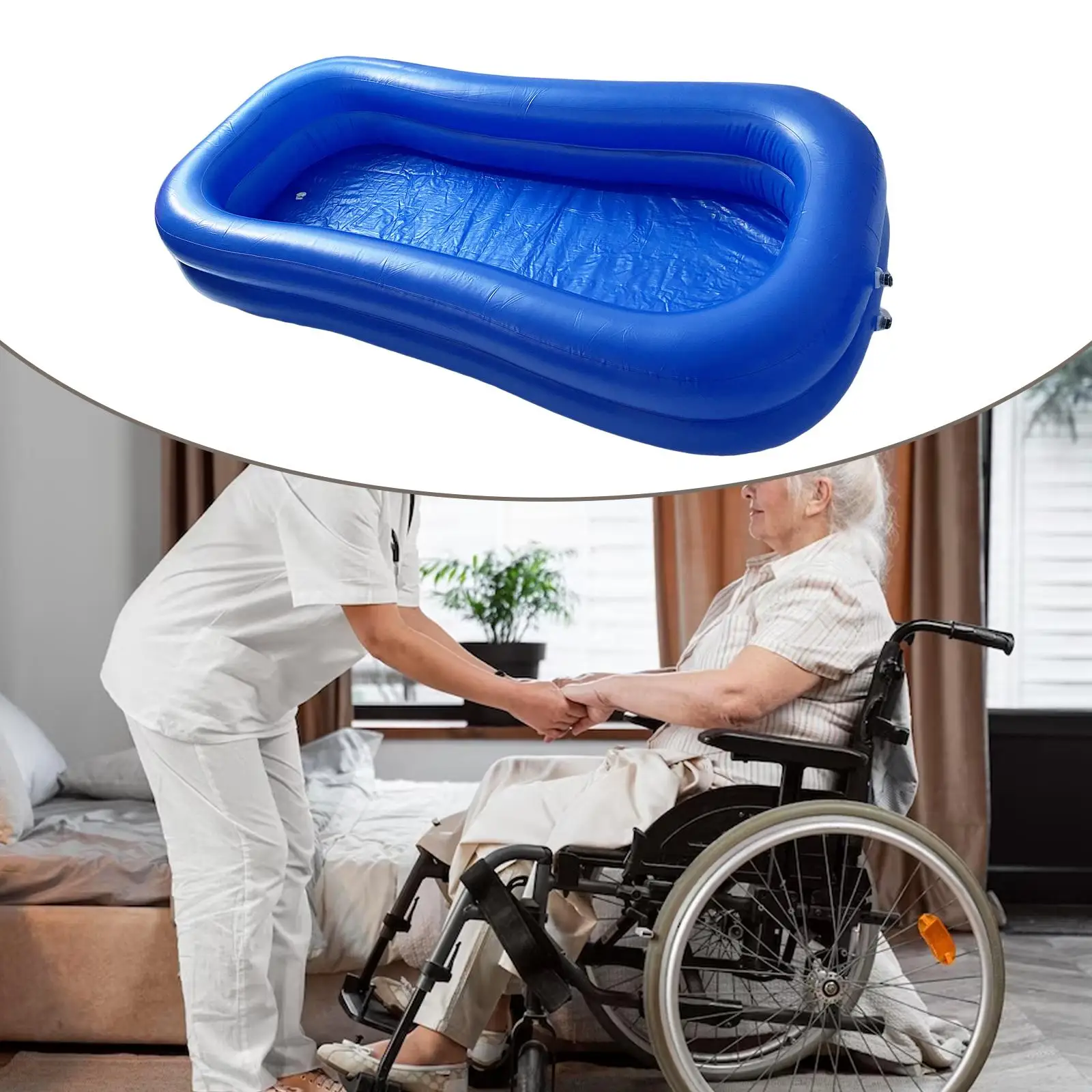 Inflatable Bathtub Foldable Comfortable Bath in Bed Body Washing Basin System for Bedridden Handicapped Disabled Adults Seniors