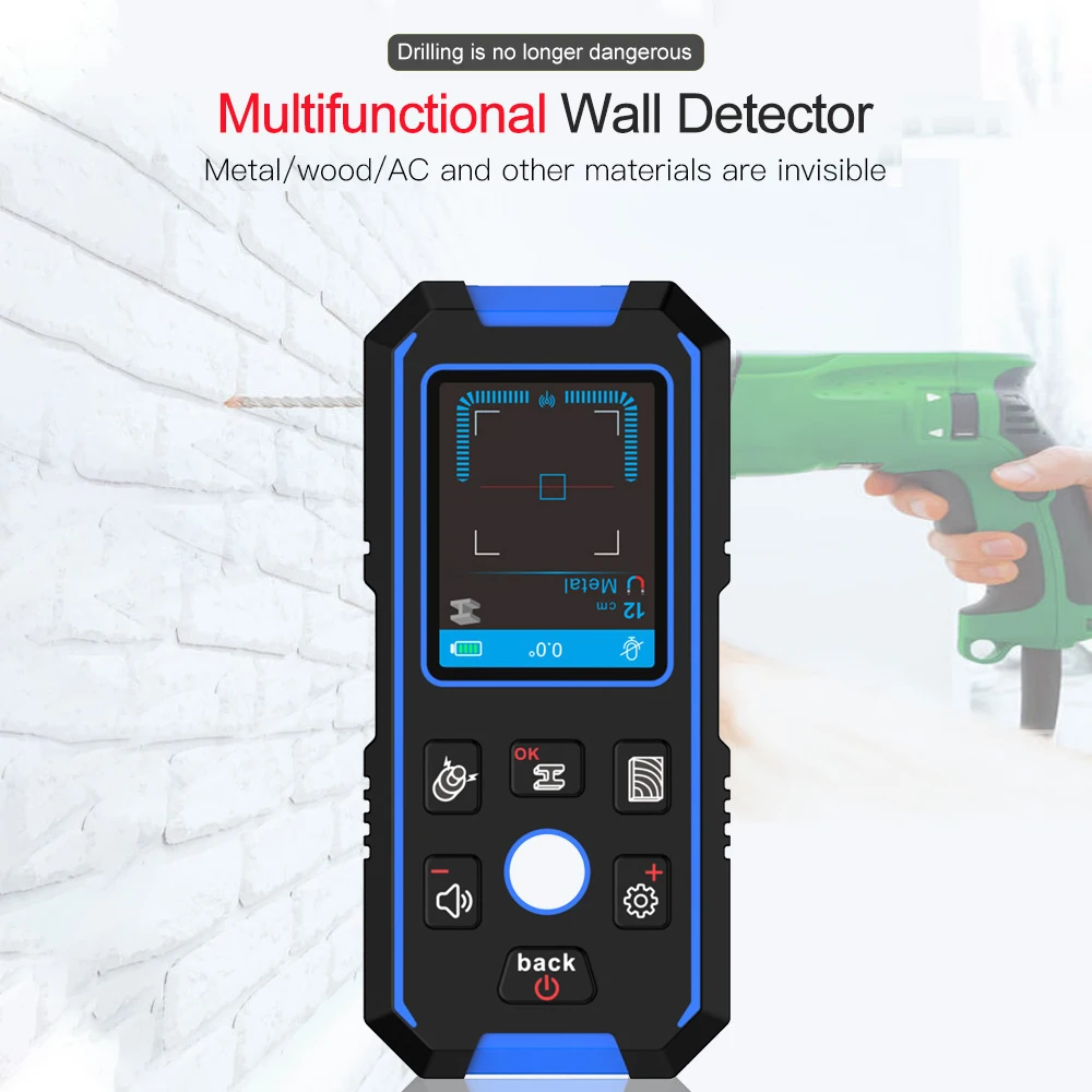 

NF-518 Pinpointer metal detector multifunction 3in1 Detector Wall Scanner Metal Wood AC Live Wires Handheld Depth Tracker