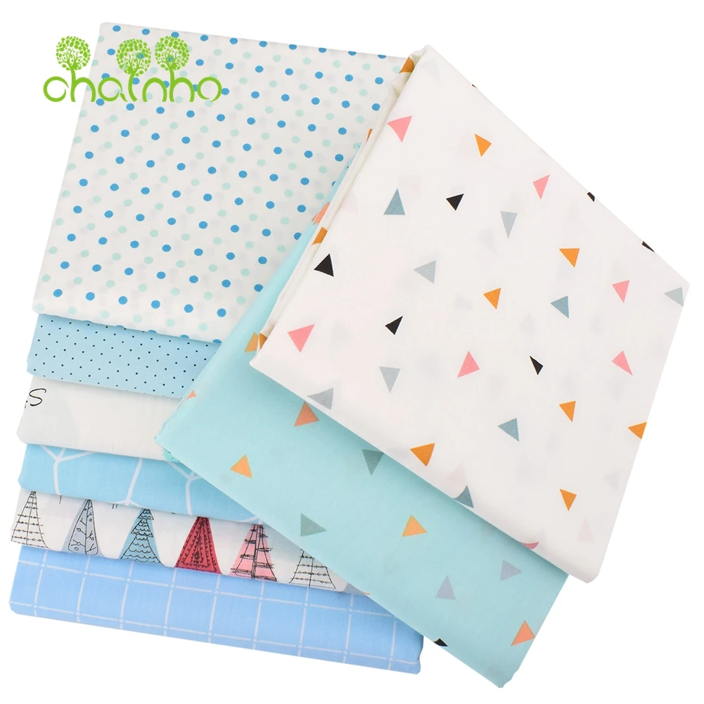 Chainho,Printed Twill Weave Cotton Fabric,DIY Sewing Quilting Material,Patchwork Cloth,8 Designs Series,15C252