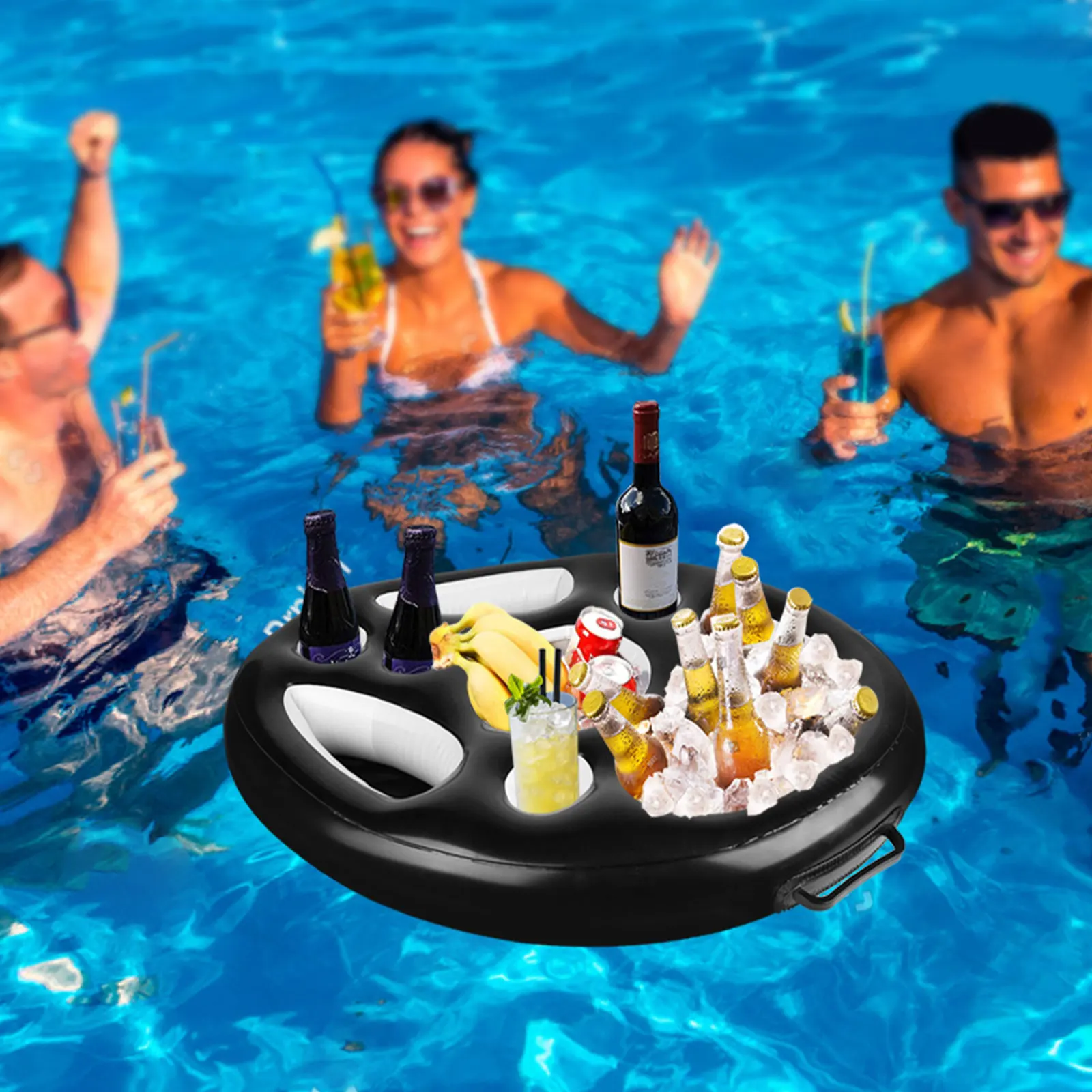 Porte Boisson Gonflable, 8 Trous Bar de Piscine Flottant, Porte Gobelet de  Boissons Salade de Fruits