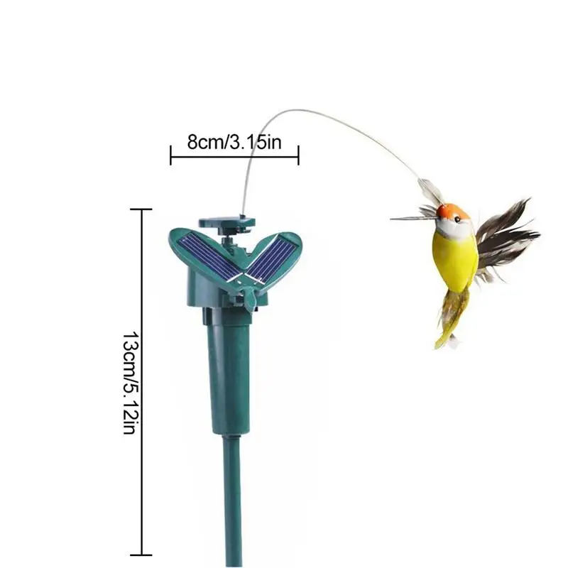 Funny Solar Rotating Bird Toy Flying Hummingbird Power Vibration Birds Stake Flying Fluttering Toy For Garden Decoration animal wind spinners wind spinner