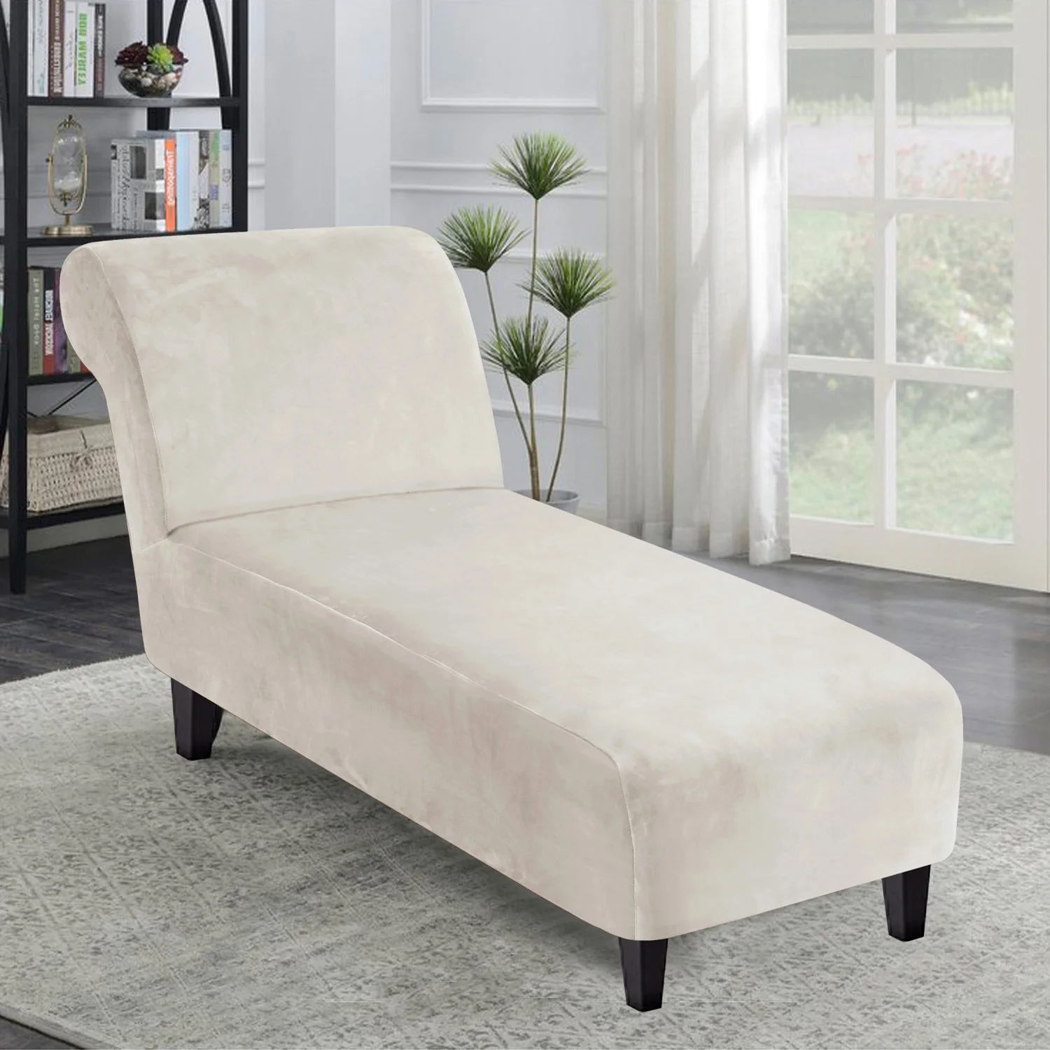 Velvet Armless Chaise Longue Chair Cover Stretch Chaise Lounge Slipcover Sofa Slipcover Lady Recliner Covers for Living Room