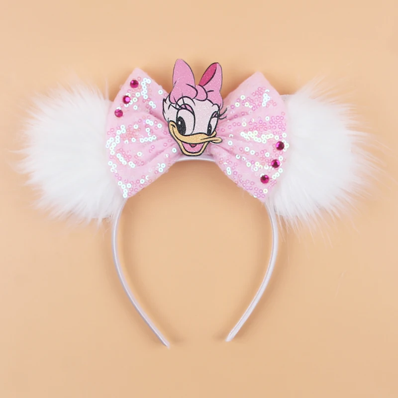 Schickes Design, Plüsch-Mausohren-Stirnband für Mädchen, drehender roter Charakter, Haarband, 12,7 cm, Samtschleife, Party, Cosplay, Haarschmuck – Detail 10