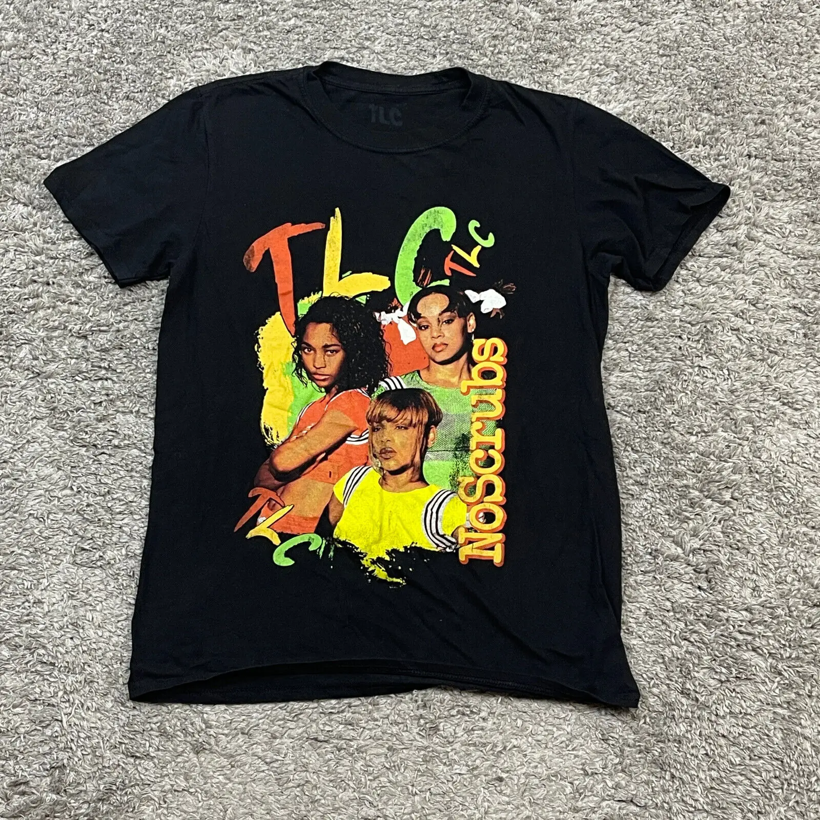Tlc No Scrubs T Shirt Uomo Medium M Music Girocollo Nero Maniche Lunghe O Corte