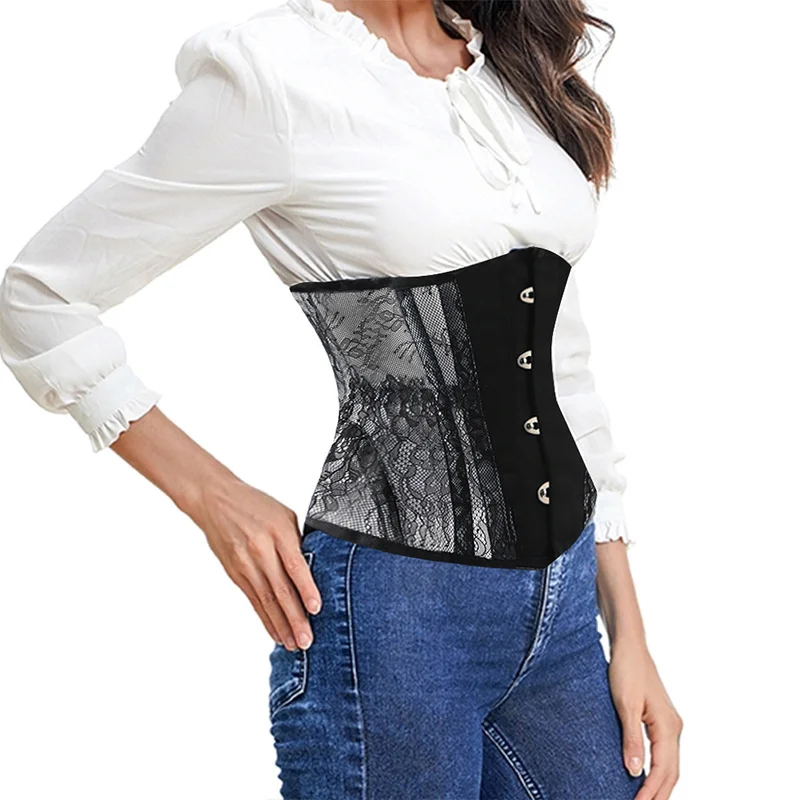 Sexy Lace Floral Steel Bone Bustiers And Corsets Top Waist Trainer Gothic Hourglass Belly Slimming Underbust Corset Plus Size