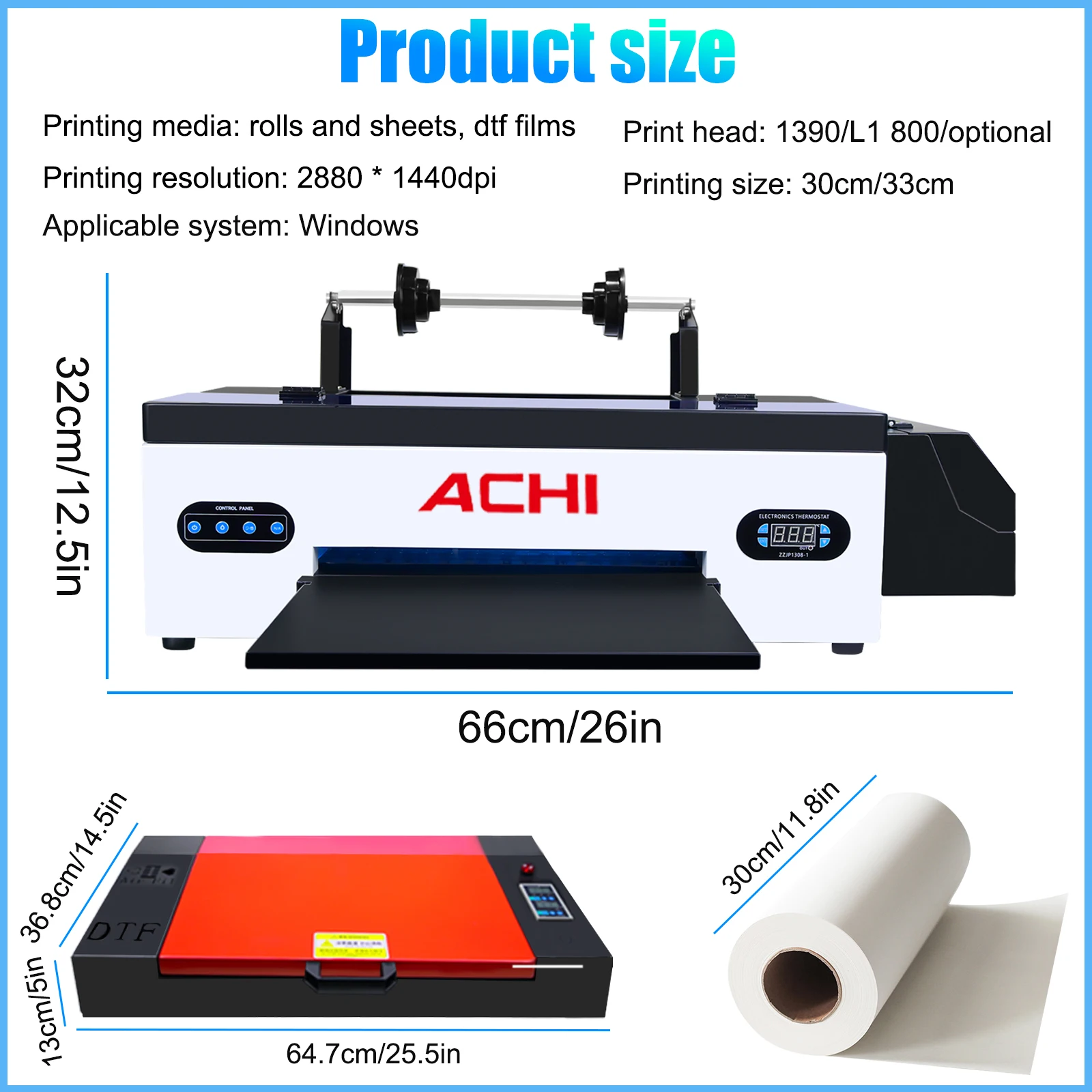 미국 배송 ACHI A3 DTF 프린터, R1390 A3 티셔츠 인쇄기, DTF 전사 필름 프린터, DTF 오븐 포함, 티셔츠 의류