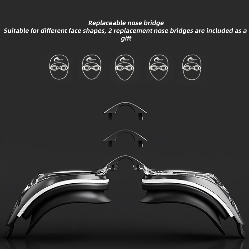 New adult swimming goggles with anti fog waterproof UV resistant high-definition transparent design one size fits all adjustable