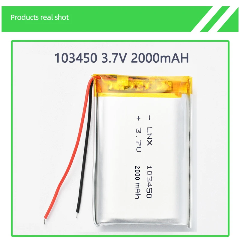 3.7V 103450 2000mah Polymer Lithium Rechargeable Battery for MP5 Toys Cameras GPS Bluetooth Speakers High Capacity | Электроника