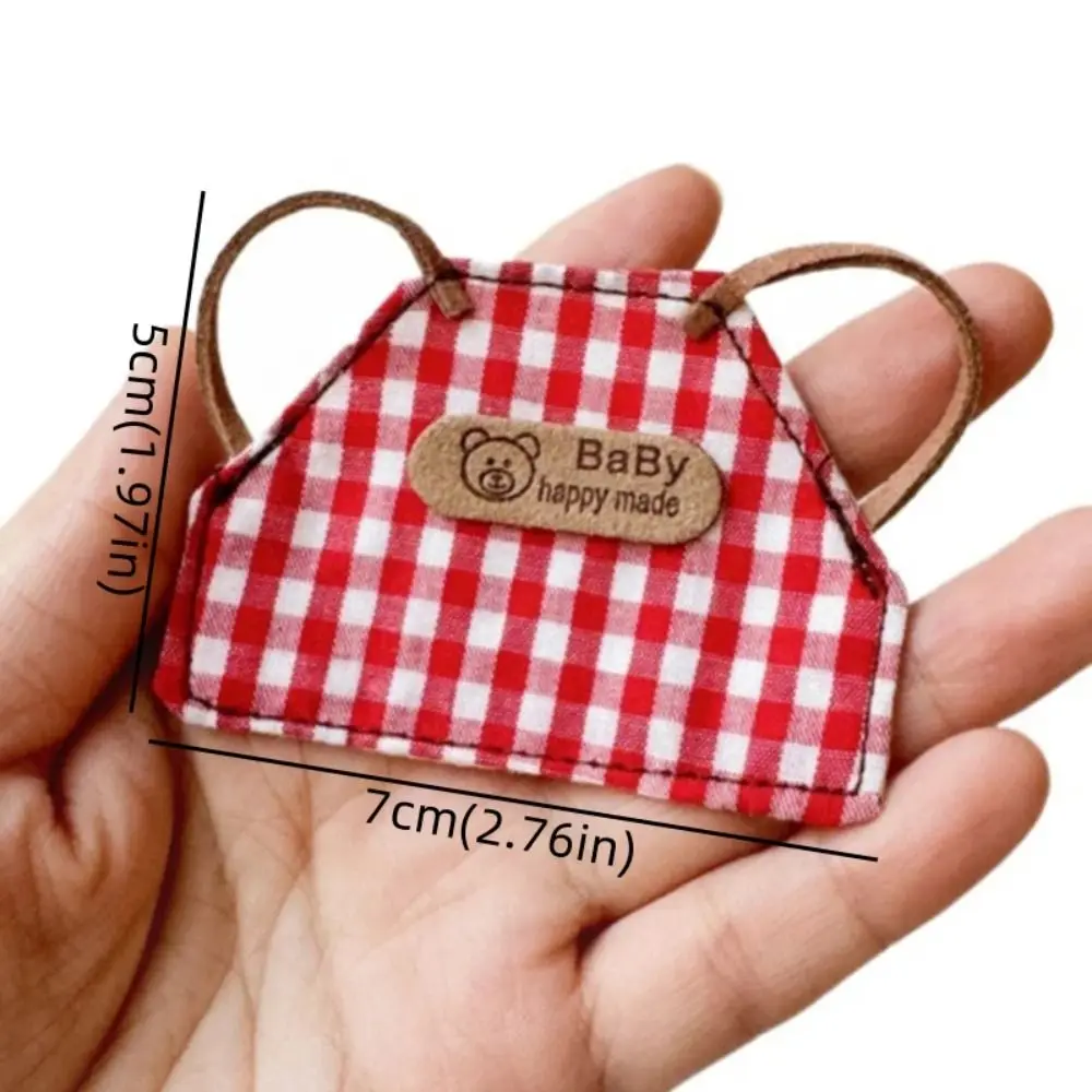 Mini Doll Plaid Striped Doll Denim Apron DIY Retro 10cm/15cm Doll Clothes Dress Up Handmade Plush Dolls Outfit Doll Accessories