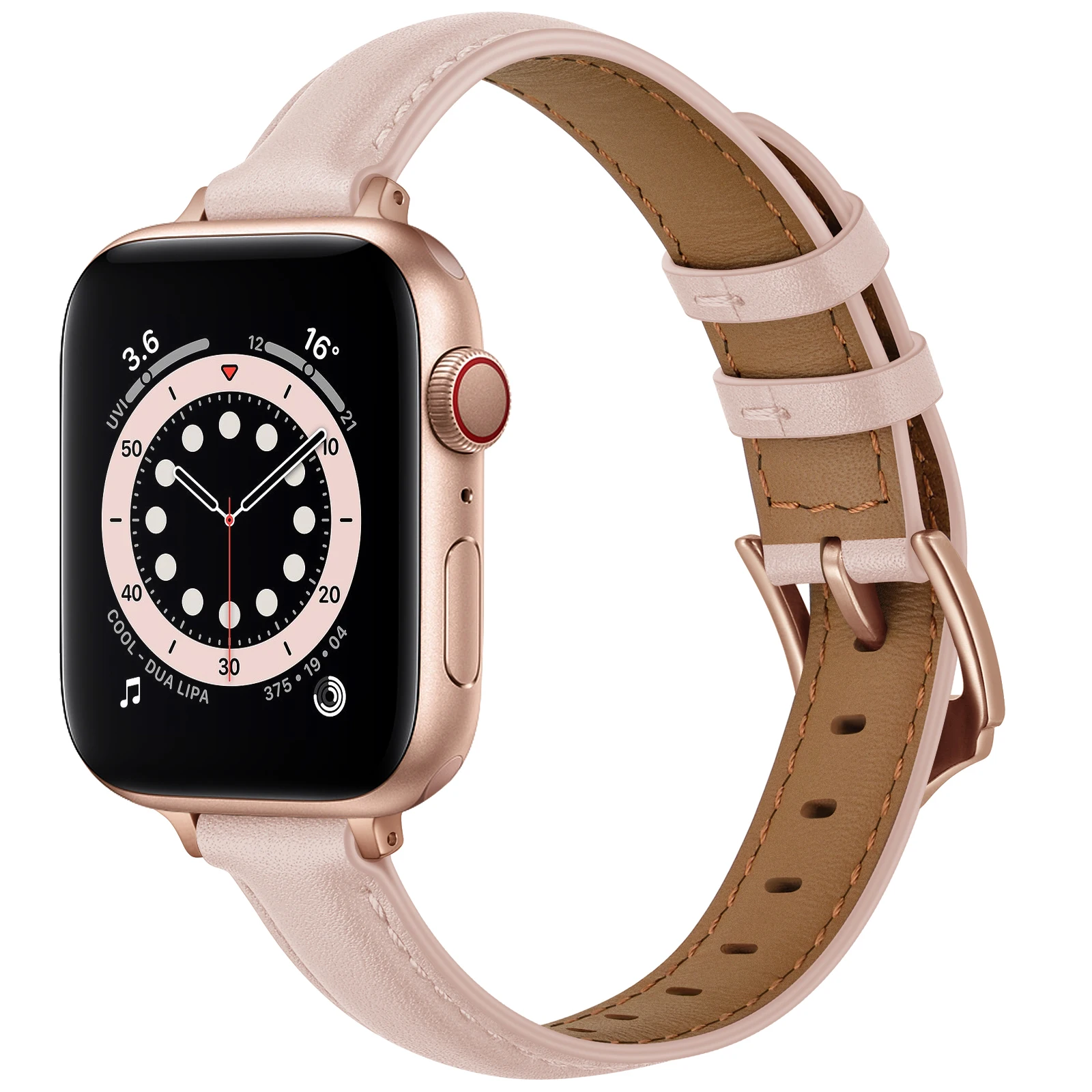 Pink Leather Strap Lady for Apple watch band 38/40/41/42mm 44/45/49mm iwatch series 8765432 rosegold stainless steel buckle