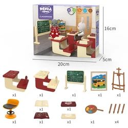Miniature Dollhouse Koala Classroom Scene Accessories - Drawing Tool & Furniture Toy Set (FDE67428)