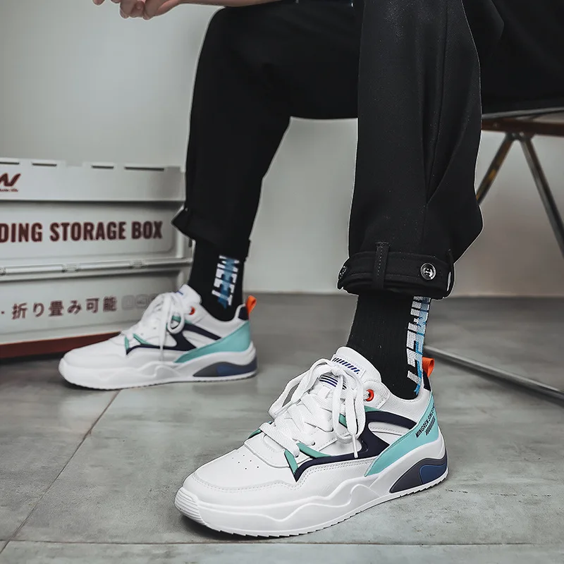 White Vulcanized Sneakers Men's Flats Comfortable Shoes Lace up Zapatillas Hombre Autumn Spring Fashion Sneakers Drop Shipping 3