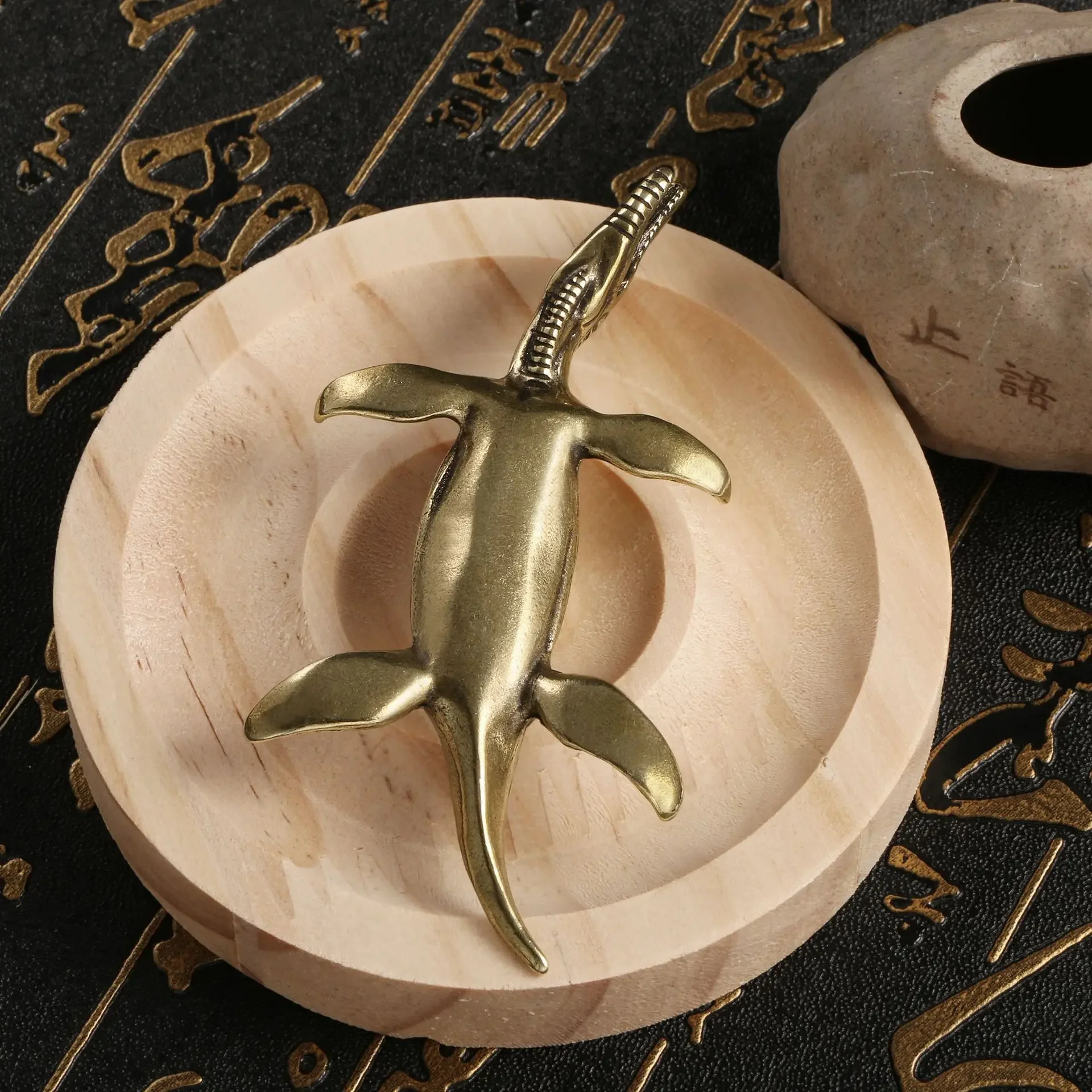 Dinosaurios jurásicos Pliosaurus figuritas decorativas de latón