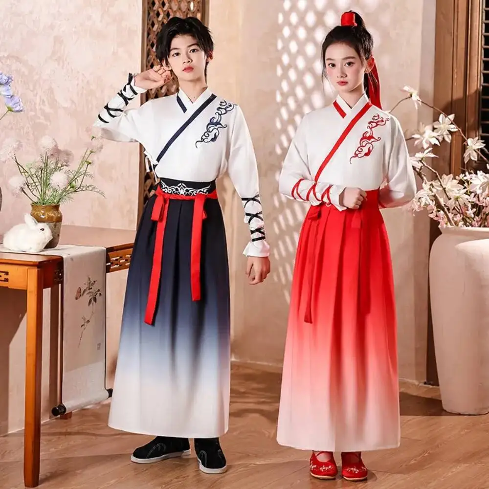 Dance Wear Cosplay Costumes Kung Fu Party Children's Clothing Ethnic Style Vintage Kids Clothes Girls Dress Boy Hanfu Stage - 5
