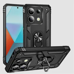 Shockproof Armor Bumper Case with Metal Ring Cover - Note 11 Pro Plus 5G (Black)
