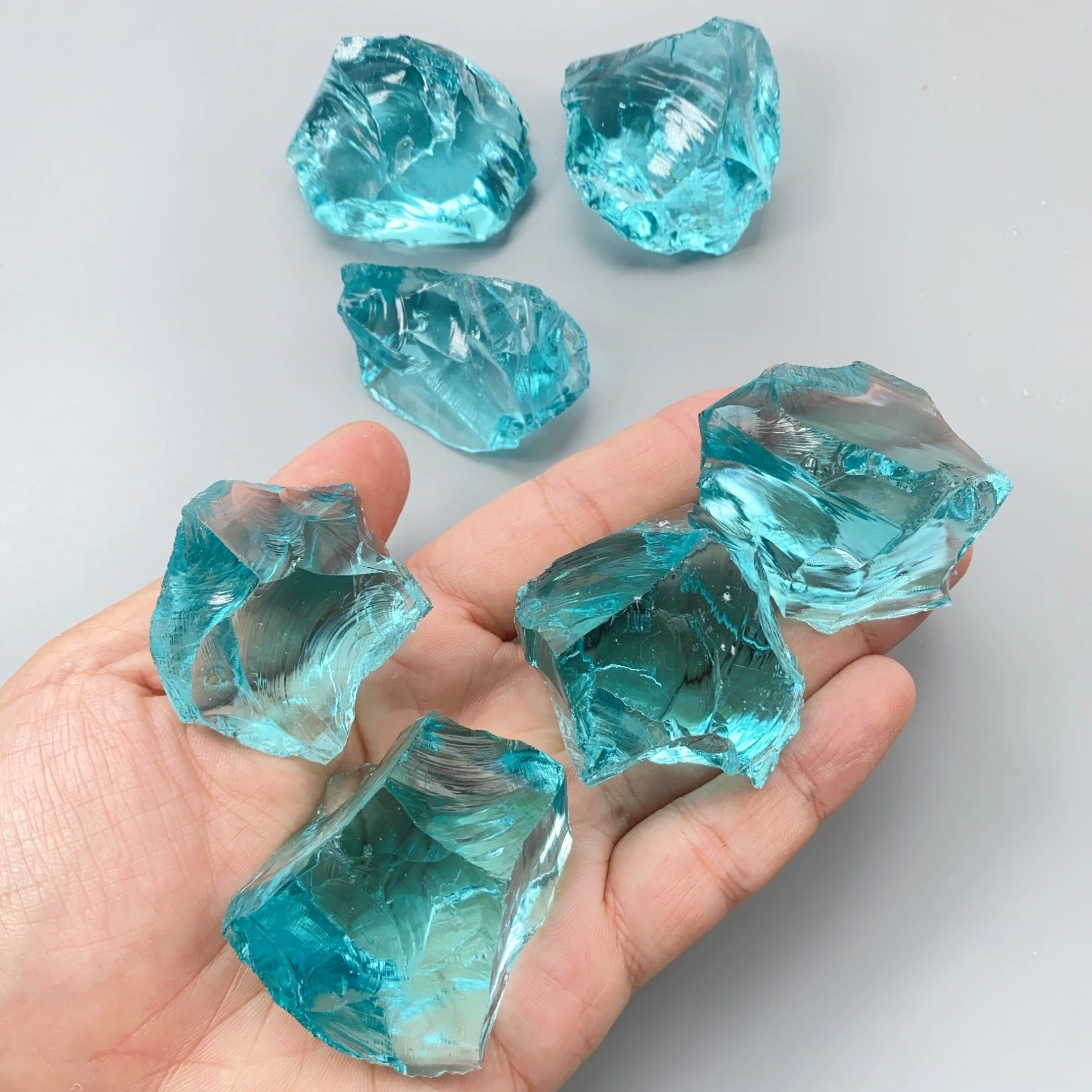 Ice Blue Smelted Quartz Crystal - Sapphire Blue Glass