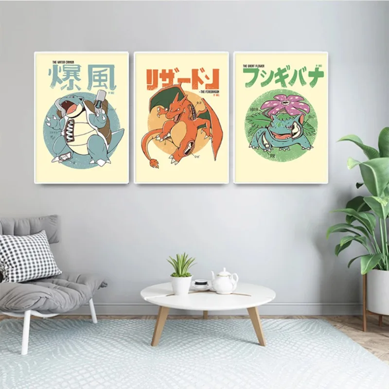 

Pokemon Prints Charizard Cuadros Cute Cartoon Gift Hanging Bedroom Home Comics Pictures Wall Stickers for Children Birthday Gift