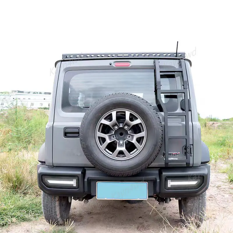 Off Road 4x4 Car Accessories Aluminum Tailgate Climbing Ladder For SUZUKI Jimny JB64 JB74 Tailgate Climbing Luggage Rack Ladder, car ladder