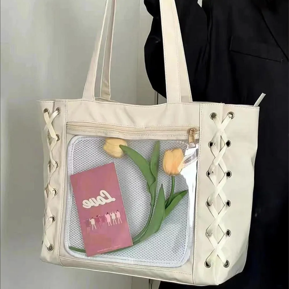 

Square Shape Bowknot Tied Handbag New PU Solid Color Cute Sweet Shoulder Bag Large Capacity Handbag