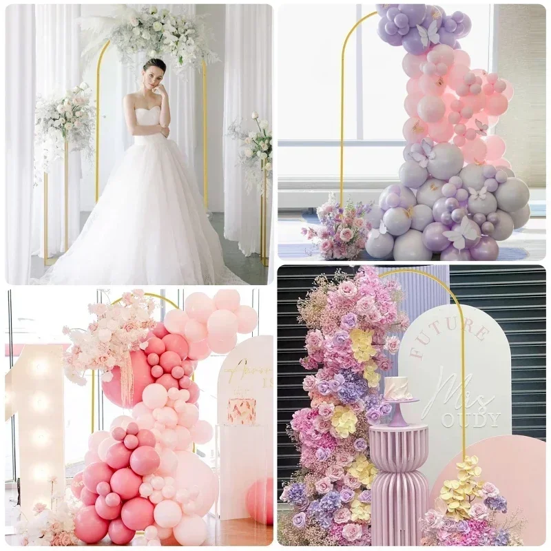Hot Golden Arch Frame Wedding Party Decoration Backdrop Stands Arched Round Tube Bracket Balloon Kit Display Background