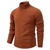 Mens Autumn Winter Turtleneck Sweater Mens Casual Slim Solid Thicken Fleece Warm Knitted Pullover Street Versatile Knitwear 4XL 4