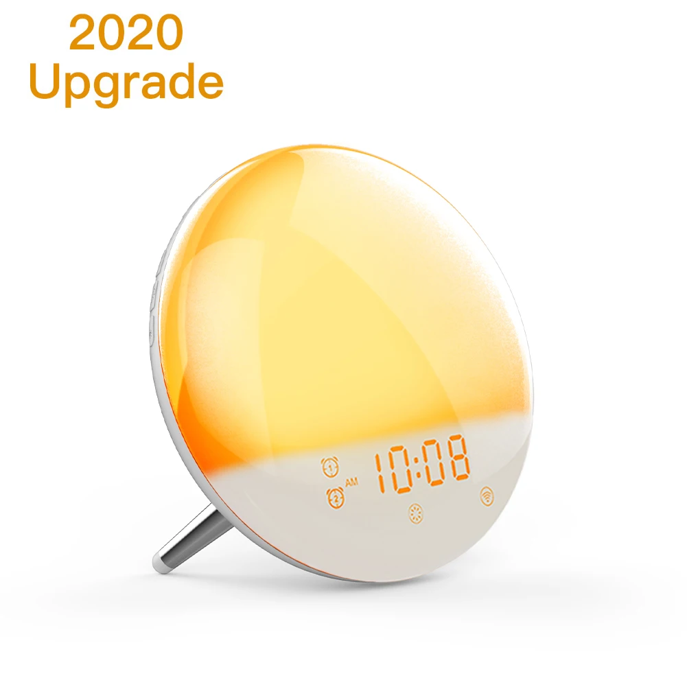 無線 lan ウェイクアップスマートライトアラーム時計 7 色でサンライズ日没シミュレーションチュウヤアプリ制御 alexa google で動作ホーム