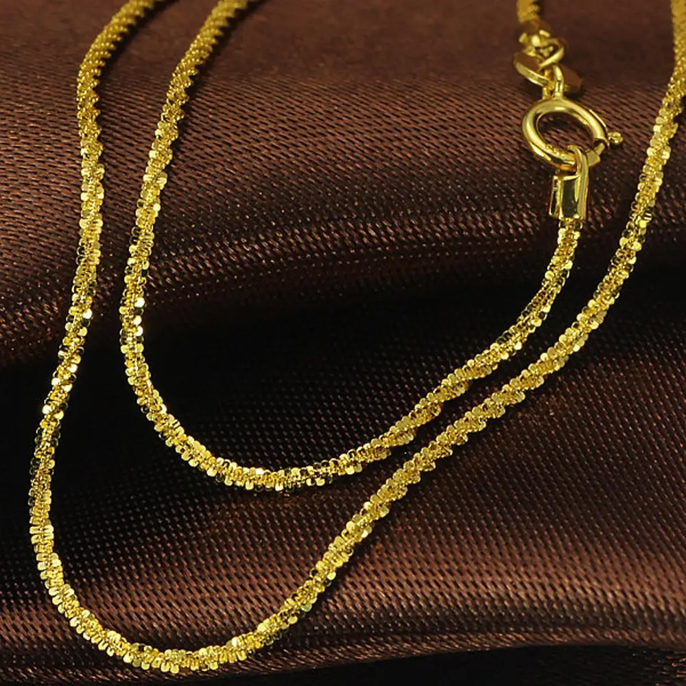 

Pure Au750 18K Yellow Gold Chain Women Lucky Many Star Necklace 1.9-2.1g 18inch L