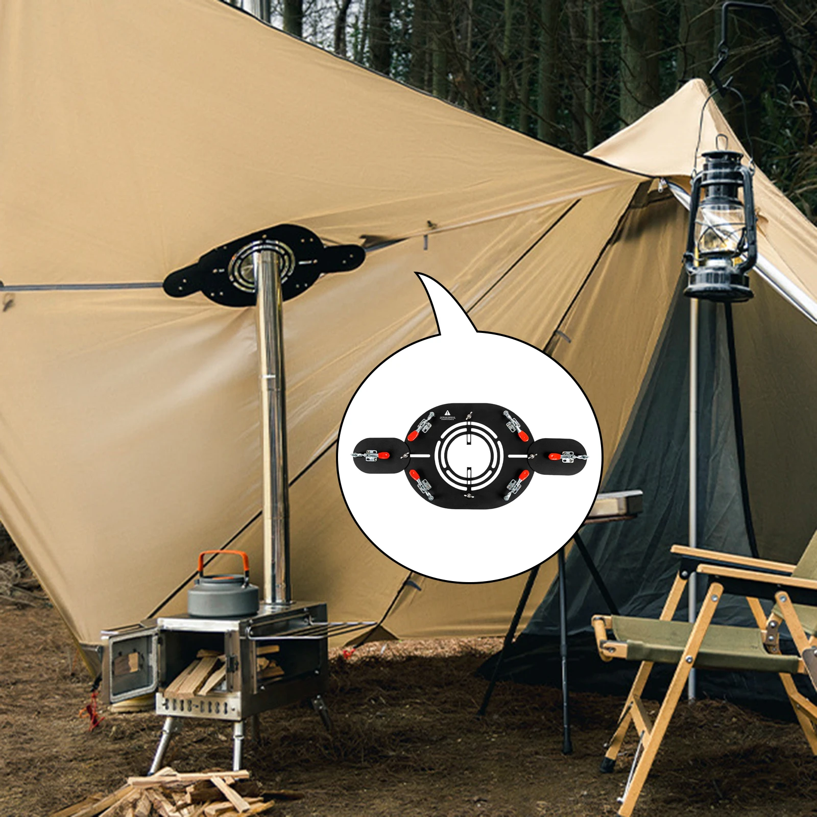 HotTentStoveJackwithChimneyHoleProtectionHighlyFlameRetardant