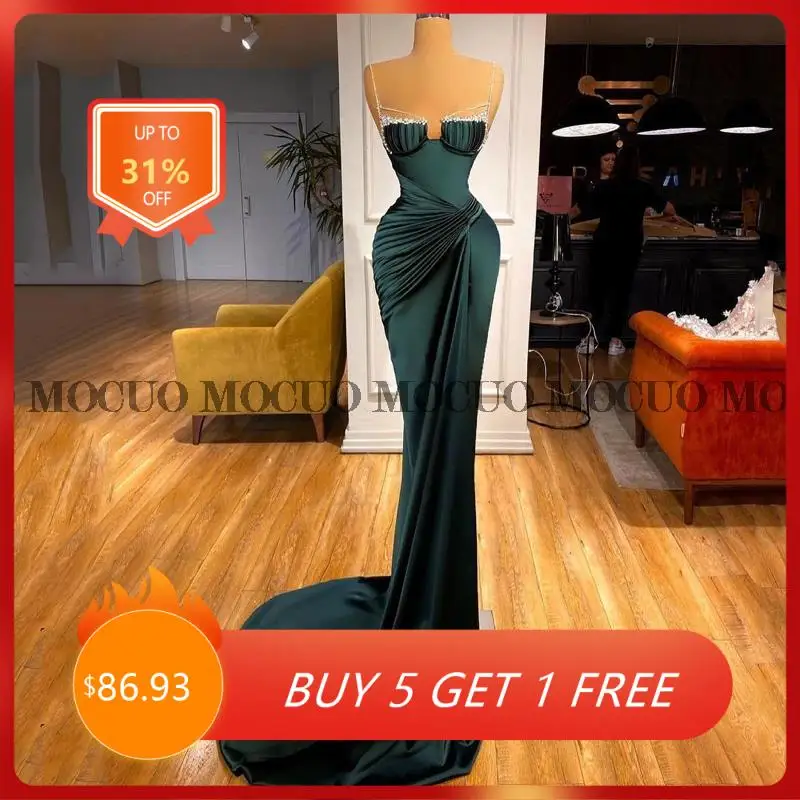 

Sexy Prom Dress Mermaid Spaghetti Straps Floor Length Evening Party Gowns Dresses 2022 Beadings Saudi Arabia Plus Size