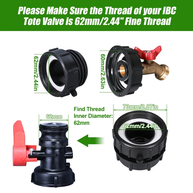 IBC Tote Tank Fitting Adapter | 2.36" Fine Thread For 275-330 Gallon Tanks (Model HG0304)