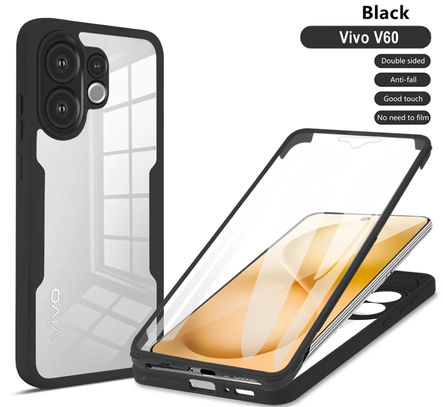 360° Full Protection Transparent HD Phone Case - 3-in-1 Design with PC+TPU Materials