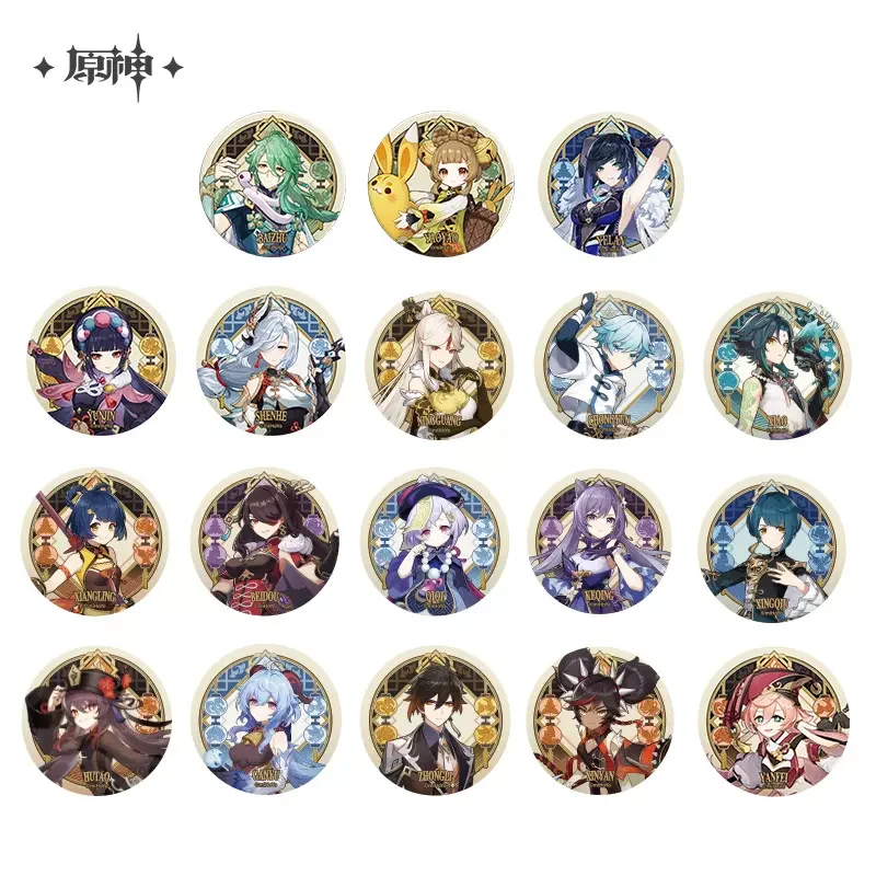 Фото Sunsyea Genshin Impact официальный Merch miHoYo Оригинальный оригинальный значок серии Liyue Genshin Xiao Zhongli Hutao Ganyu Keqing Yelan №1