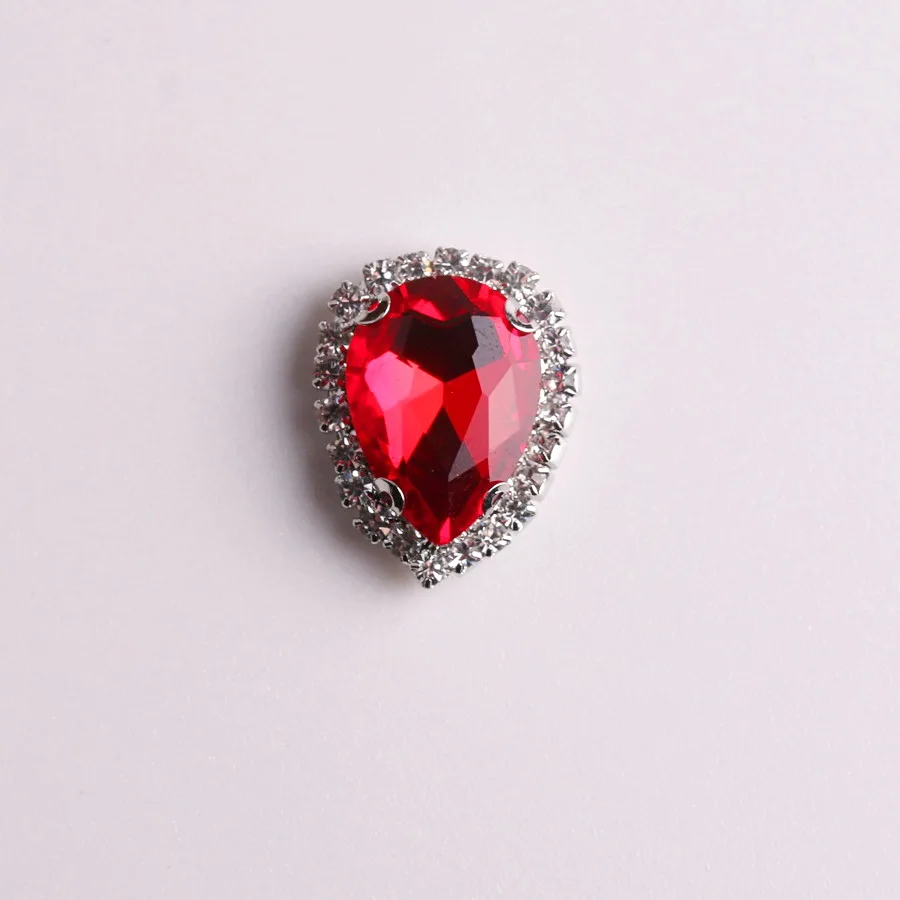 Water Drop Shape Glass Crystal Rhinestone Chain Sew on Beads for Clothes Shoes DIY Trim