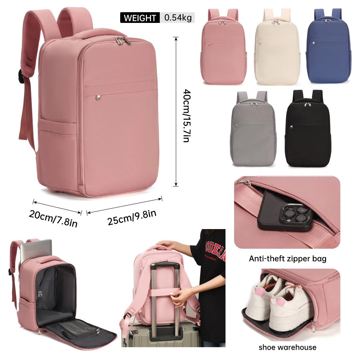 Business Backpack Ladies 2025 New Simple Canvas Travel Backpack Large-Capacity Computer Bag College Student School Bag