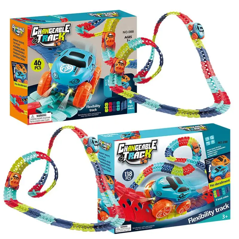 

Детский автомобильный гоночный трек, Набор сменных гибких гоночных машин, гоночный трек, автомобиль, набор «сделай сам», развивающая головоломка, тройка, светящийся автомобильный трек