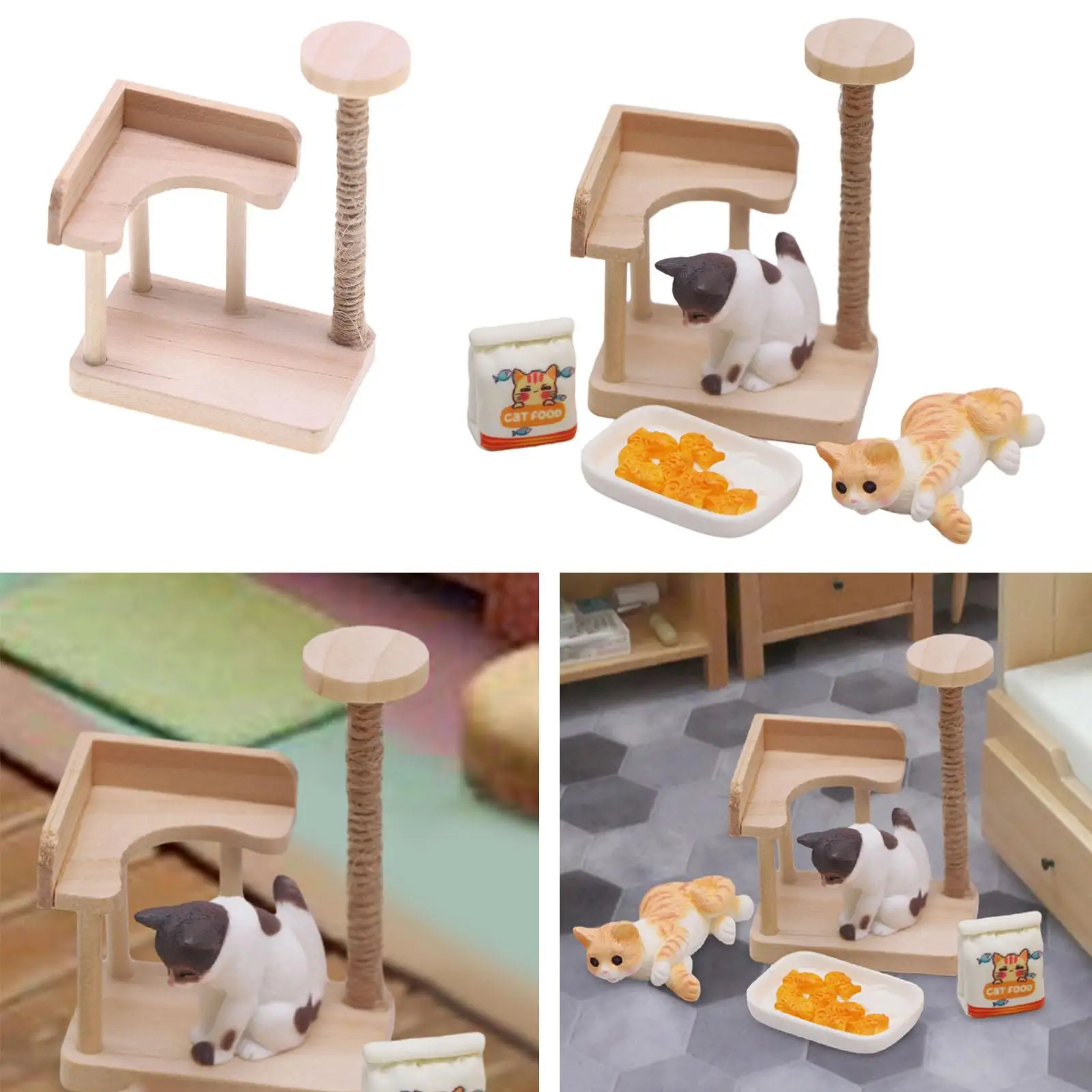 Cat Scratch Post Scenes 1:12 Dollhouse Cat Climbing Frame for Sand Table Micro Landscape Decoration Building Miniature Scene