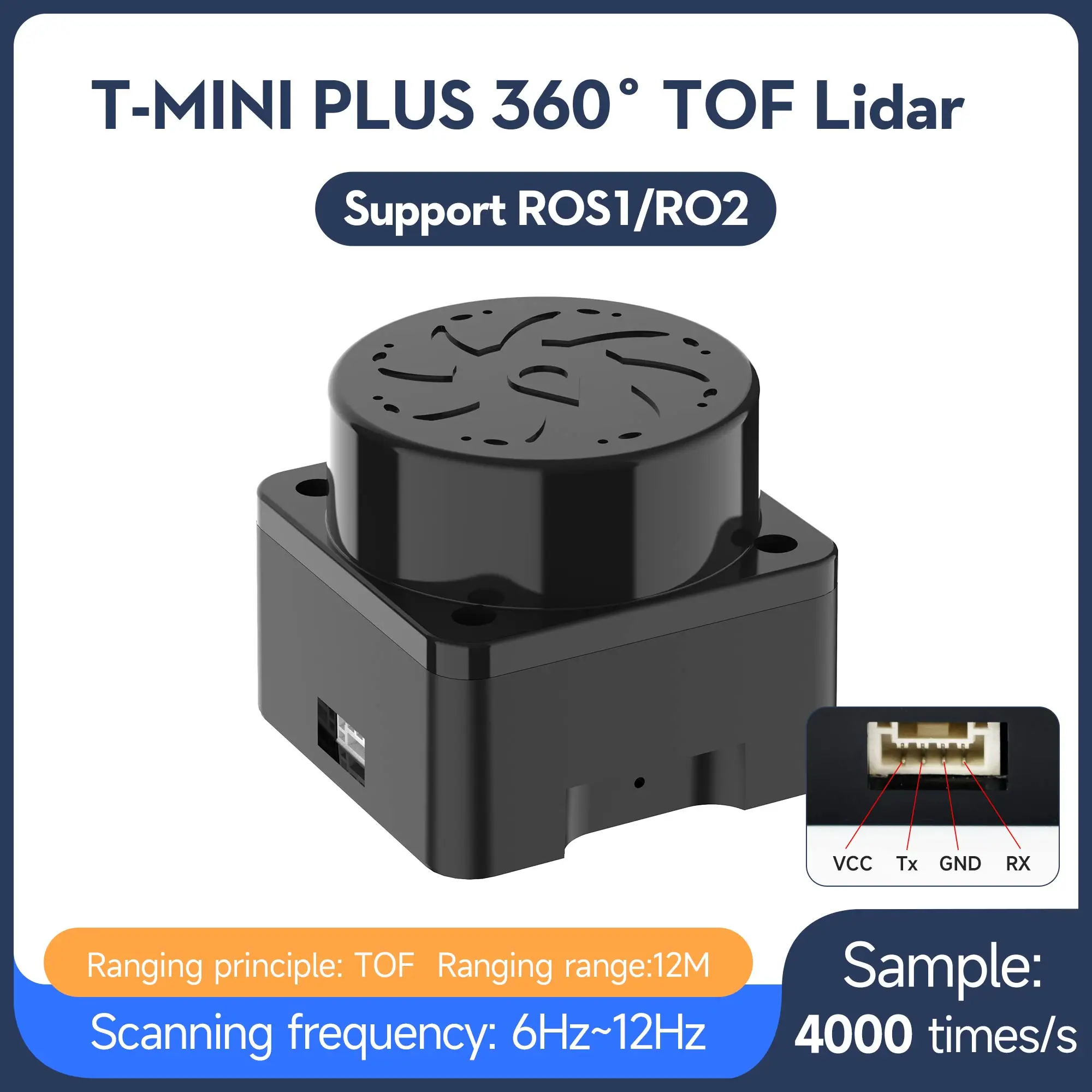 

Yahboom T-MINI-Plus Lidar Sensor Kit TOF ROS Robot SLAM Navigation 360° 12m Distance Scanner Module Support ROS1 and ROS2