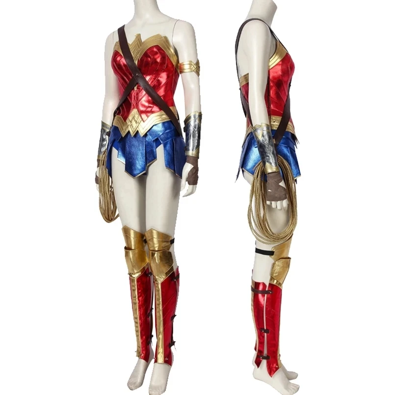 Super Incredibile Warrorr Femminile Halloween Party Diana Prince Cosplay Wonder Costume Adulto Donna Rosso Outfit Party Full Props Suit