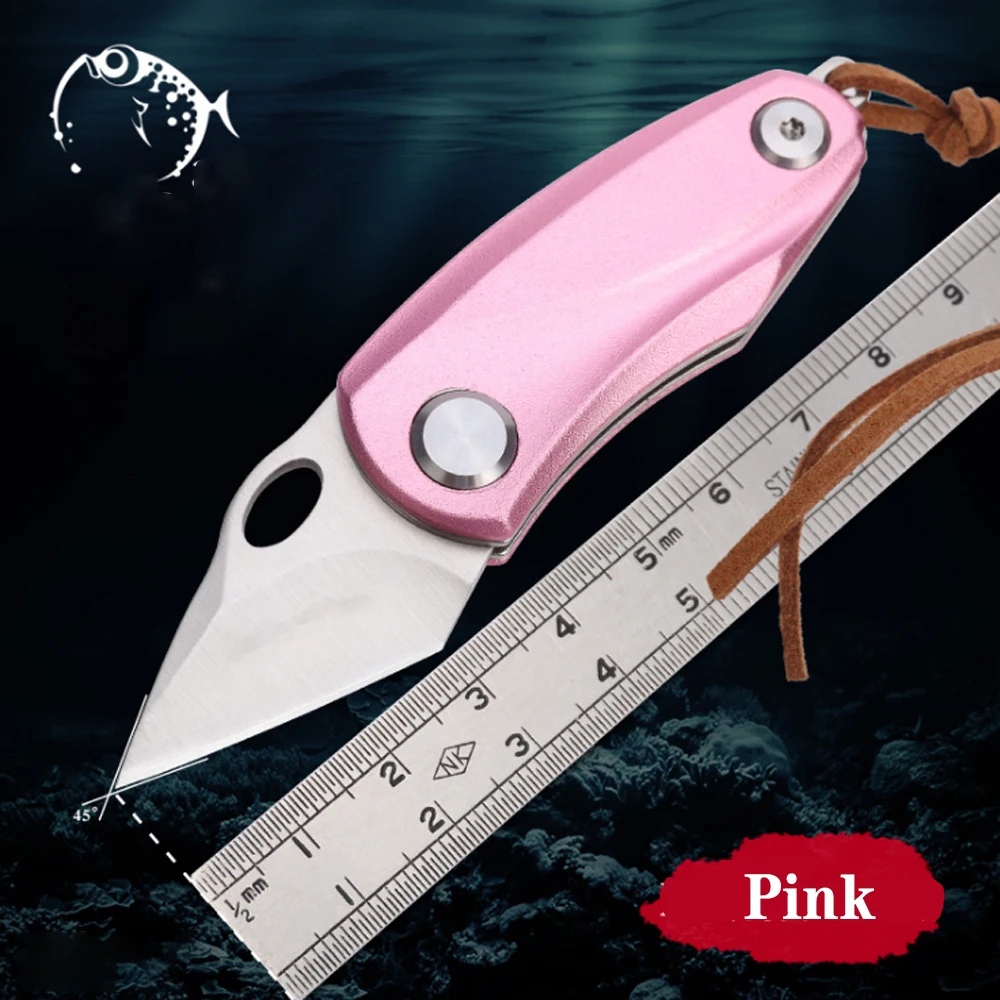 Cute Pink Folding Knife Full Stainless Steel Shape Blade Outdoor
