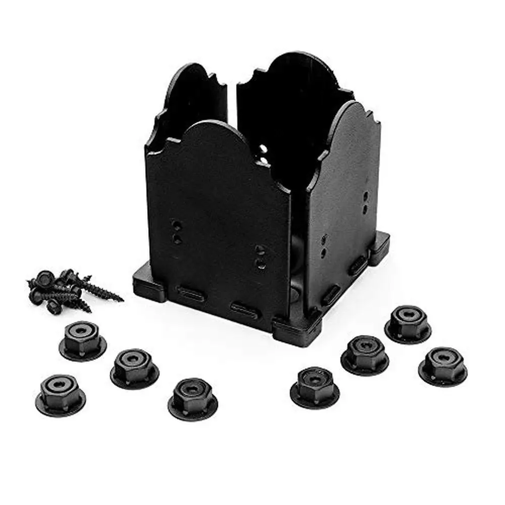 Laredo Sunset 6x6 Post Base Kit Steel Mount Plate & Decorative Plates Fits 5.5-6" Square Pergolas Decks Pavilions Arbors Black