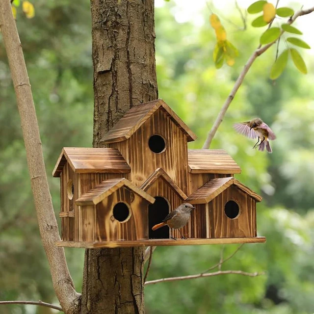 Maison d'Oiseau Créative en Bois Faite à la Main, Nid de Colibri  Imperméable, Décorations de Jardin d'Extérieur - AliExpress